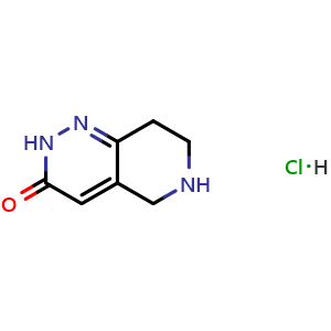Chemical structure of 2H,3H,5H,6H,7H,8H-pyrido[4,3-c]pyridazin-3-one hydrochloride , CAS 39716-49-9, AChemBlock S75743