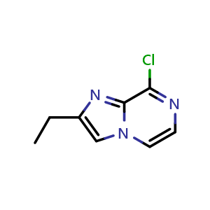 Chemical structure of 8-chloro-2-ethylimidazo[1,2-a]pyrazine , CAS 391954-17-9, AChemBlock S75776