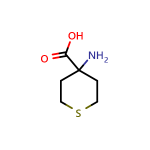 Chemical structure of 4-aminothiane-4-carboxylic acid , CAS 39124-16-8, AChemBlock S75783