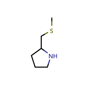 Chemical structure of 2-[(methylsulfanyl)methyl]pyrrolidine , CAS 383127-09-1, AChemBlock S75821