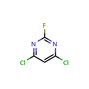 Chemical structure of 4,6-dichloro-2-fluoro-pyrimidine , CAS 3824-45-1, AChemBlock S75823