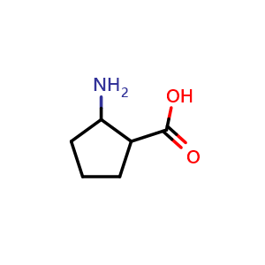 Chemical structure of 2-aminocyclopentane-1-carboxylic acid , CAS 3814-46-8, AChemBlock S75829