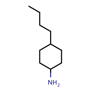 Chemical structure of 4-butylcyclohexan-1-amine , CAS 37942-69-1, AChemBlock S75845