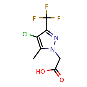 Chemical structure of 2-[4-chloro-5-methyl-3-(trifluoromethyl)-1H-pyrazol-1-yl]acetic acid , CAS 378758-70-4, AChemBlock S75848