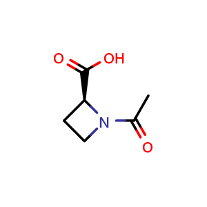 Chemical structure of (2S)-1-acetylazetidine-2-carboxylic acid , CAS 37712-76-8, AChemBlock S75853
