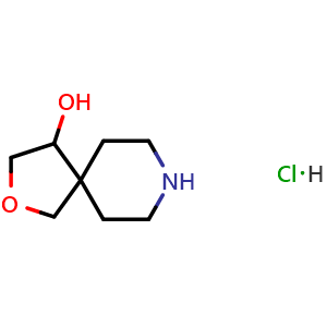 Chemical structure of 2-oxa-8-azaspiro[4.5]decan-4-ol;hydrochloride , CAS 374795-07-0, AChemBlock S75866