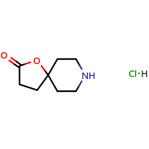 Chemical structure of 1-oxa-8-azaspiro[4.5]decan-2-one hydrochloride , CAS 374794-92-0, AChemBlock S75867