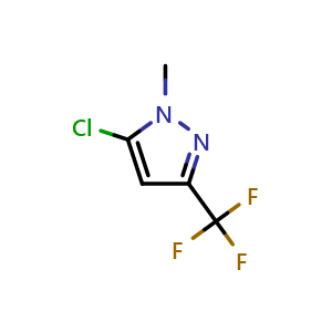 Chemical structure of 5-chloro-1-methyl-3-(trifluoromethyl)-1H-pyrazole , CAS 372075-75-7, AChemBlock S75876