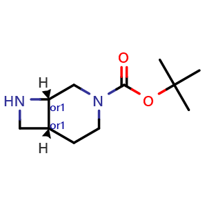 Chemical structure of tert-butyl cis-3,8-diazabicyclo[4.2.0]octane-3-carboxylate , CAS 370881-06-4, AChemBlock S75881