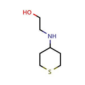Chemical structure of 2-[(thian-4-yl)amino]ethan-1-ol , CAS 37031-27-9, AChemBlock S75886