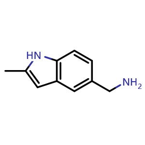 Chemical structure of (2-methyl-1H-indol-5-yl)methanamine , CAS 36798-25-1, AChemBlock S75897