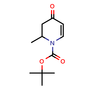 Chemical structure of tert-butyl 2-methyl-4-oxo-2,3-dihydropyridine-1-carboxylate , CAS 362704-44-7, AChemBlock S75909