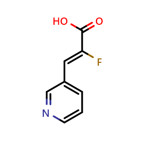 Chemical structure of (2Z)-2-fluoro-3-(pyridin-3-yl)prop-2-enoic acid , CAS 359435-42-0, AChemBlock S75929