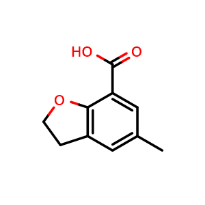 Chemical structure of 5-methyl-2,3-dihydro-1-benzofuran-7-carboxylic acid , CAS 35700-51-7, AChemBlock S75939