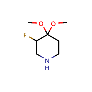 Chemical structure of 3-fluoro-4,4-dimethoxypiperidine , CAS 355006-64-3, AChemBlock S75945