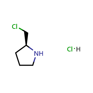 Chemical structure of (2S)-2-(chloromethyl)pyrrolidine hydrochloride , CAS 35120-33-3, AChemBlock S75977