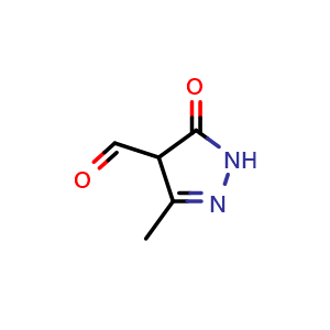 Chemical structure of 3-methyl-5-oxo-1,4-dihydropyrazole-4-carbaldehyde , CAS 349484-00-0, AChemBlock S75984