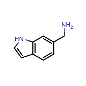 Chemical structure of 1H-indol-6-ylmethanamine , CAS 3468-17-5, AChemBlock S75996