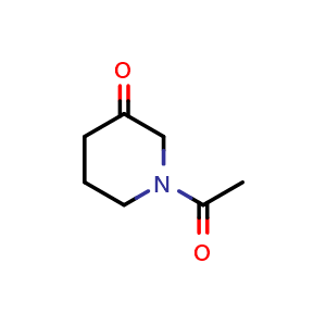 Chemical structure of 1-acetylpiperidin-3-one , CAS 34456-78-5, AChemBlock S76012