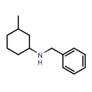 Chemical structure of N-benzyl-3-methylcyclohexan-1-amine , CAS 343953-86-6, AChemBlock S76014