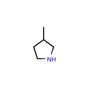 Chemical structure of 3-methylpyrrolidine , CAS 34375-89-8, AChemBlock S76020