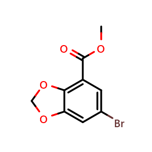 Chemical structure of methyl 6-bromo-1,3-benzodioxole-4-carboxylate , CAS 33842-18-1, AChemBlock S76043