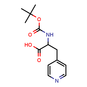 Chemical structure of 2-{[(tert-butoxy)carbonyl]amino}-3-(pyridin-4-yl)propanoic acid , CAS 33814-94-7, AChemBlock S76044