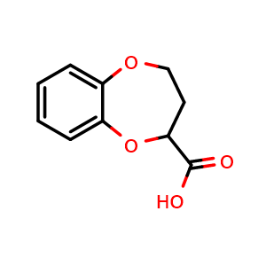 Chemical structure of 3,4-dihydro-2H-1,5-benzodioxepine-2-carboxylic acid , CAS 33632-74-5, AChemBlock S76052