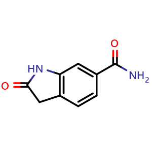 Chemical structure of 2-oxo-2,3-dihydro-1H-indole-6-carboxamide , CAS 334951-99-4, AChemBlock S76059