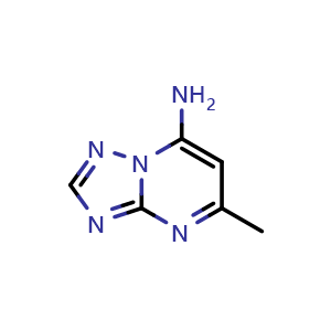 Chemical structure of 5-methyl-[1,2,4]triazolo[1,5-a]pyrimidin-7-amine , CAS 33376-96-4, AChemBlock S76063