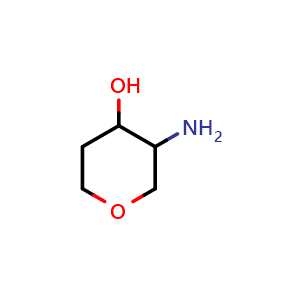 Chemical structure of 3-aminooxan-4-ol , CAS 33318-88-6, AChemBlock S76066