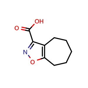 Chemical structure of 4H,5H,6H,7H,8H-cyclohepta[d][1,2]oxazole-3-carboxylic acid , CAS 33230-32-9, AChemBlock S76069