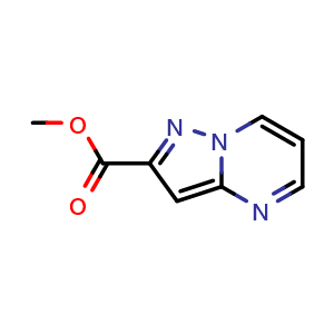 Chemical structure of methyl pyrazolo[1,5-a]pyrimidine-2-carboxylate , CAS 331647-95-1, AChemBlock S76075