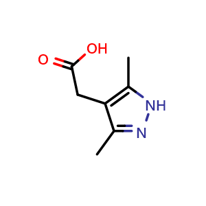Chemical structure of 2-(3,5-dimethyl-1H-pyrazol-4-yl)acetic acid , CAS 32701-75-0, AChemBlock S76100