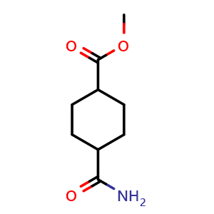 Chemical structure of methyl 4-carbamoylcyclohexanecarboxylate , CAS 32529-81-0, AChemBlock S76106