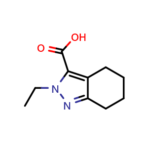 Chemical structure of 2-ethyl-4,5,6,7-tetrahydro-2H-indazole-3-carboxylic acid , CAS 32275-62-0, AChemBlock S76116