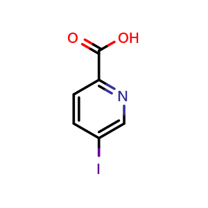 Chemical structure of 5-iodopyridine-2-carboxylic acid , CAS 32046-43-8, AChemBlock S76126