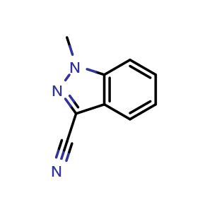 Chemical structure of 1-methylindazole-3-carbonitrile , CAS 31748-44-4, AChemBlock S76139