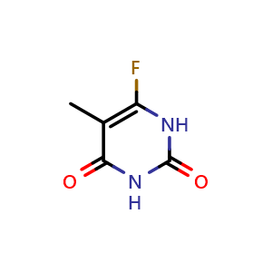 Chemical structure of 6-fluoro-5-methyl-1,2,3,4-tetrahydropyrimidine-2,4-dione , CAS 31458-36-3, AChemBlock S76156