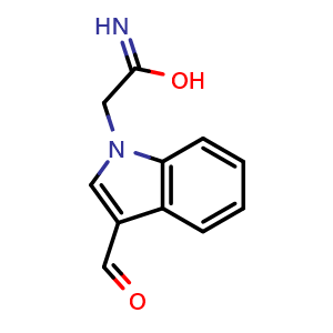 Chemical structure of 2-(3-formyl-1H-indol-1-yl)ethanimidic acid , CAS 312973-43-6, AChemBlock S76170