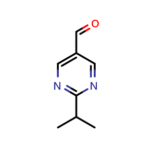 Chemical structure of 2-(propan-2-yl)pyrimidine-5-carbaldehyde , CAS 312263-48-2, AChemBlock S76181