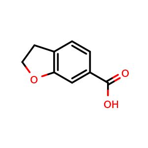 Chemical structure of 2,3-dihydro-1-benzofuran-6-carboxylic acid , CAS 301836-57-7, AChemBlock S76224