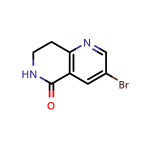 Chemical structure of 3-bromo-5,6,7,8-tetrahydro-1,6-naphthyridin-5-one , CAS 301666-81-9, AChemBlock S76225