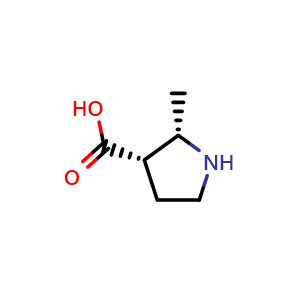 Chemical structure of (2S,3S)-2-methylpyrrolidine-3-carboxylic acid , CAS 294875-04-0, AChemBlock S76256