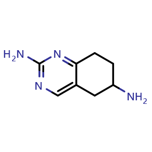 Chemical structure of 5,6,7,8-tetrahydroquinazoline-2,6-diamine , CAS 285139-05-1, AChemBlock S76289