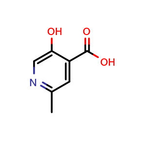 Chemical structure of 5-hydroxy-2-methylpyridine-4-carboxylic acid , CAS 27951-89-9, AChemBlock S76310