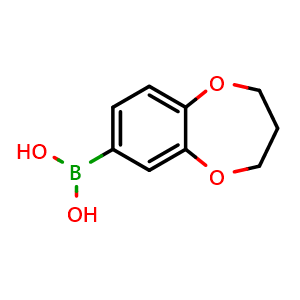 Chemical structure of (3,4-dihydro-2H-benzo[b][1,4]dioxepin-7-yl)boronic acid , CAS 279261-89-1, AChemBlock S76312