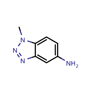 Chemical structure of 1-methyl-1H-1,2,3-benzotriazol-5-amine , CAS 27799-83-3, AChemBlock S76325