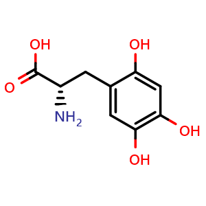 Chemical structure of (2S)-2-amino-3-(2,4,5-trihydroxyphenyl)propanoic acid , CAS 27244-64-0, AChemBlock S76349