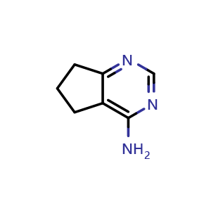 Chemical structure of 5H,6H,7H-cyclopenta[d]pyrimidin-4-amine , CAS 26979-06-6, AChemBlock S76355